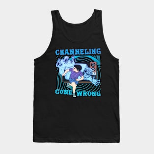 Channeling Gone Wrong - Ghosts Coming From The TV - Funny Retro Halloween Horror Illustration Tank Top